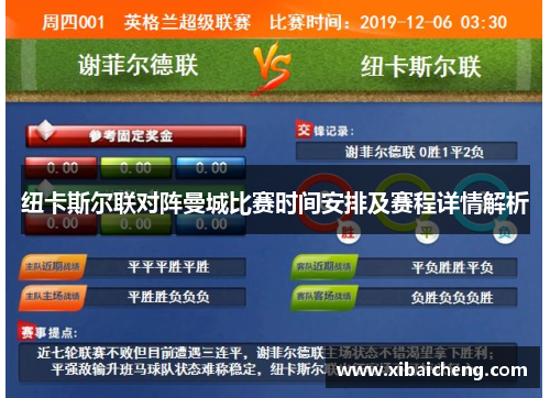 纽卡斯尔联对阵曼城比赛时间安排及赛程详情解析